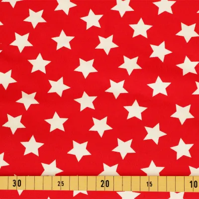 Jersey Stoffe große Sterne rot
