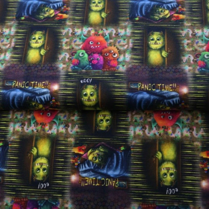 Stenzo Jersey Stoffe Panic Time Monster Drachen