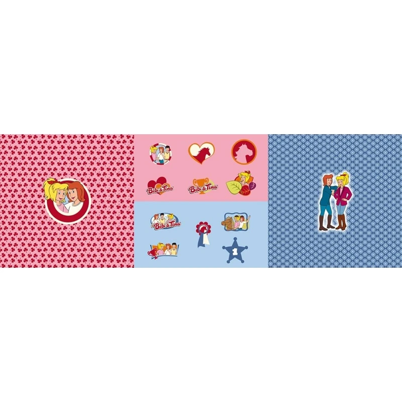 Jersey Stoffe Bibi und Tina Panel rosa blau