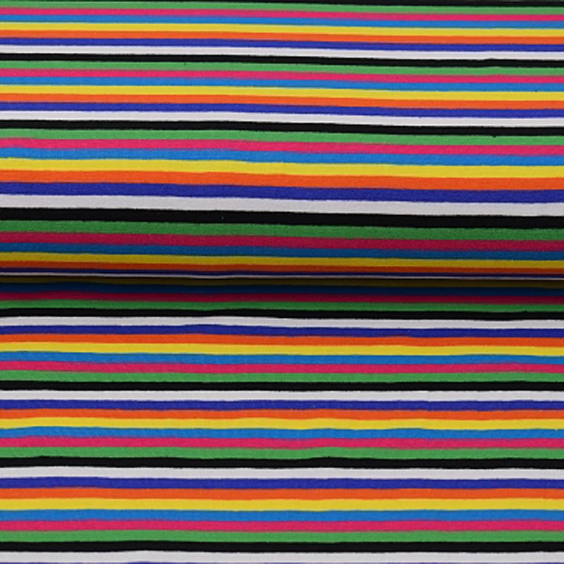 Jersey Stoffe Regenbogen Streifen schwarz
