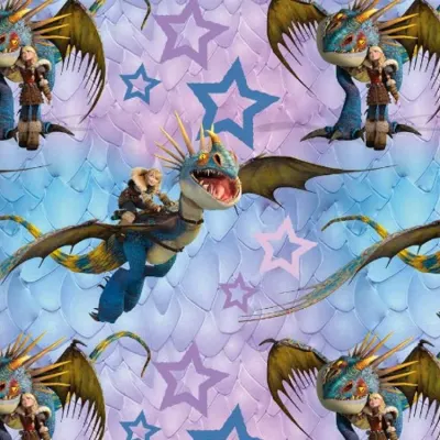 Jersey Stoffe - Ohnezahn Drache Sturmpfeil Astrid Drachenreiter lila
