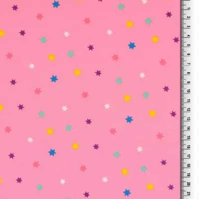 Jersey Stoff bunte Sterne rosa