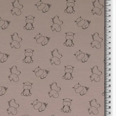 Jersey Stoffe Happy Hippo Flusspferde Nilpferd anthrazit grau