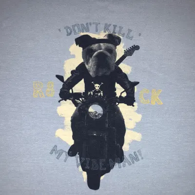 Jersey Stoffe Panel Rocker Biker Hund hellbau