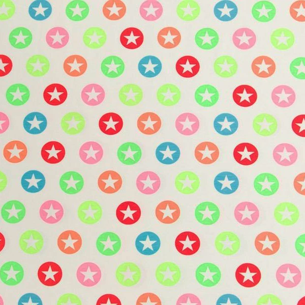 Jersey Stoffe Sterne neon creme weiss