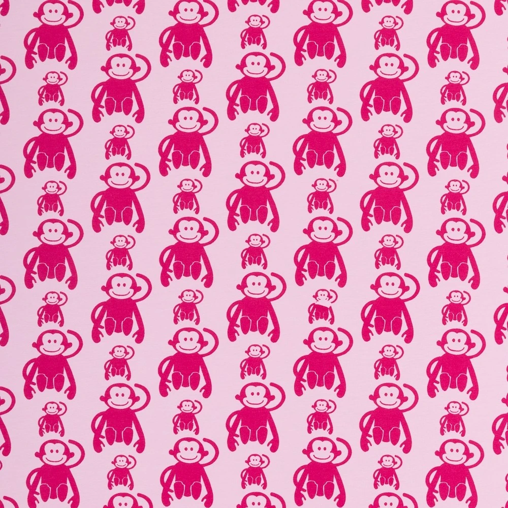 Jersey Stoffe Vincent Retro Affen rosa pink
