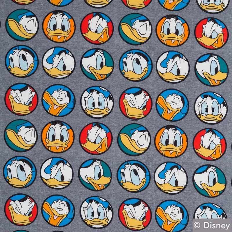 Jersey Stoff Disney Donald Duck grau 