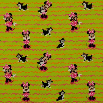 Jersey Stoffe Disney Minni Maus Figaro grün