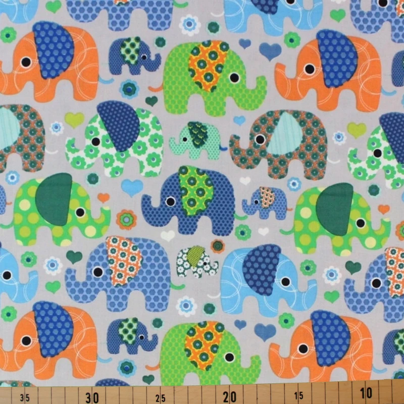 Jersey Stoffe- Elefanten grau