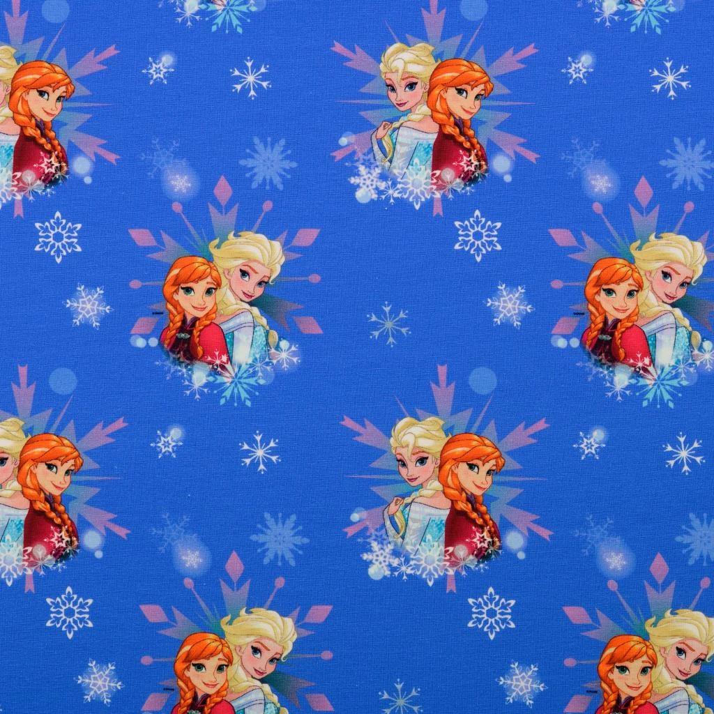Jersey Stoffe Disney Frozen Anna und Elsa blau 0,31m