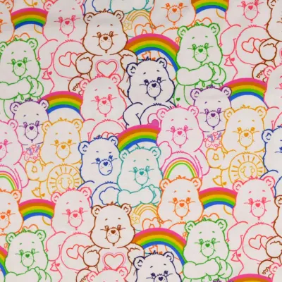 Jersey Stoffe Glücksbärchis Regenbogen weiß