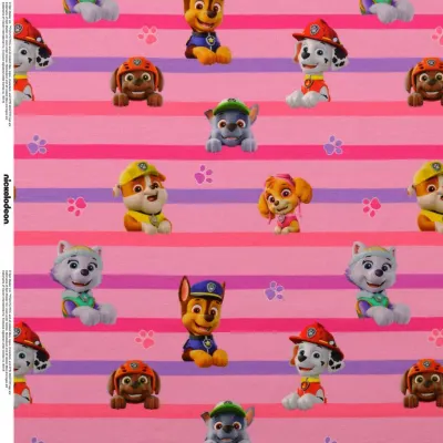 Jersey Stoffe Paw Patrol rosa Streifen Stripes 0,20m