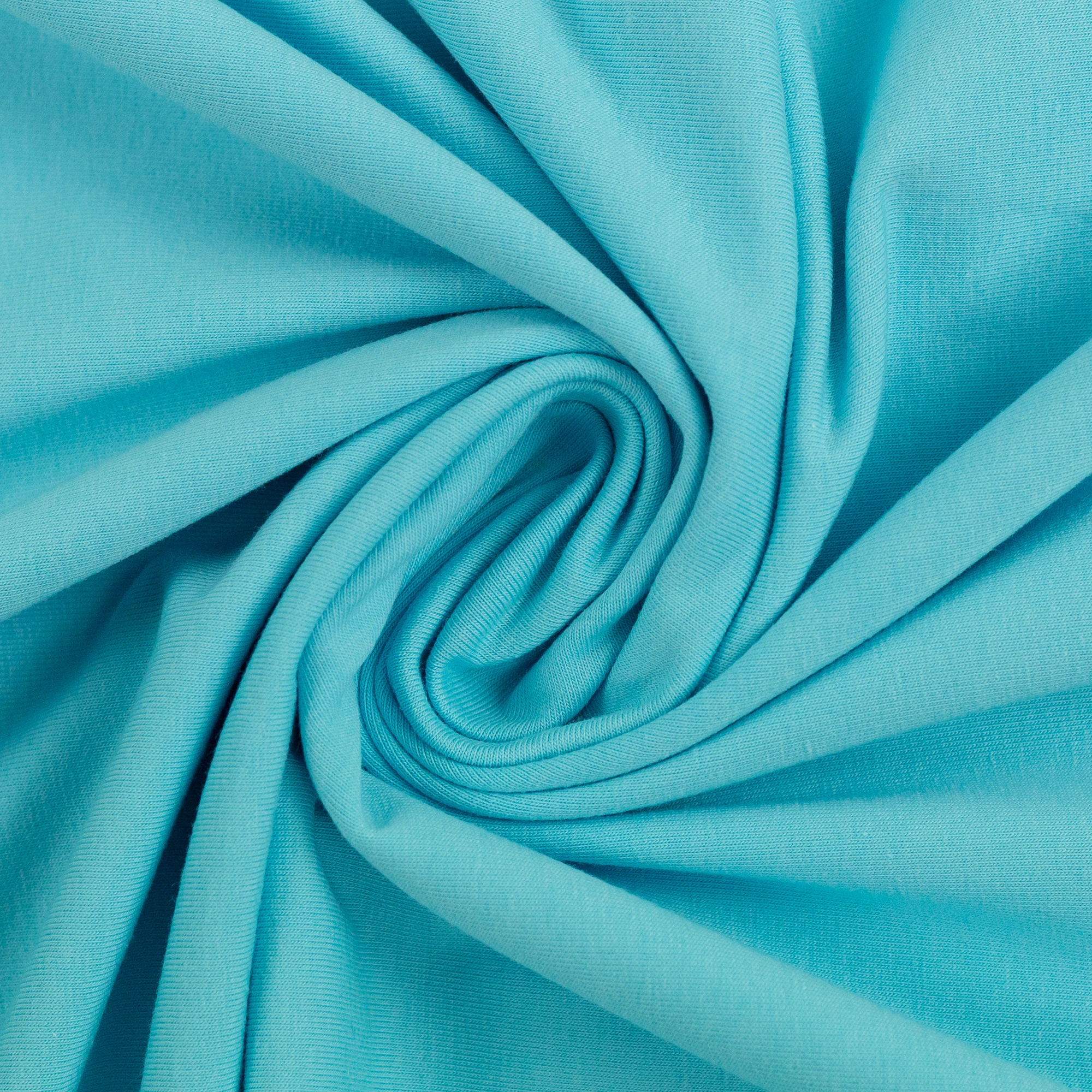 Jersey Stoff Uni aqua blau