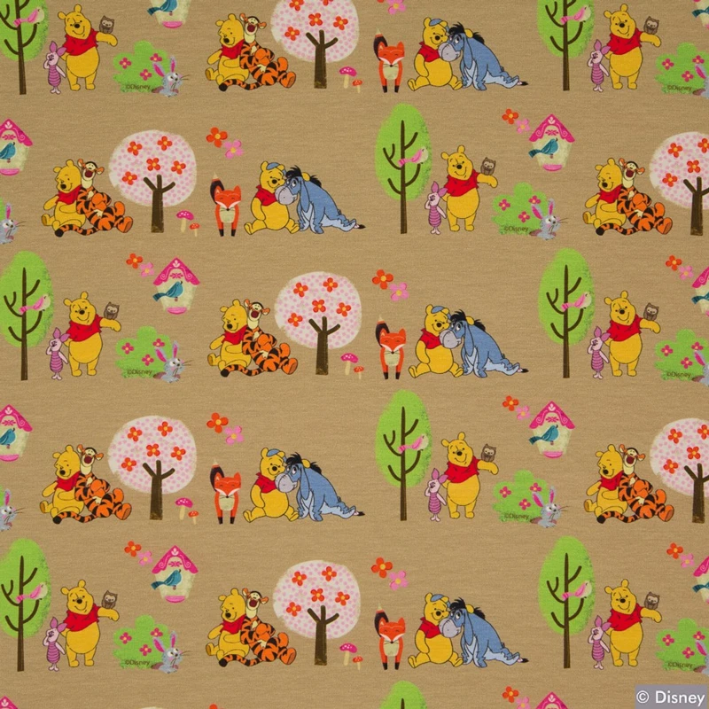 Jersey Stoff Disney Winnie Puuh Iaah sandfarben