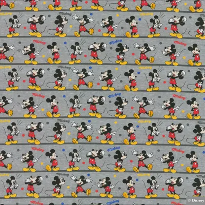 Jersey Stoff Disney Micky Maus grau 