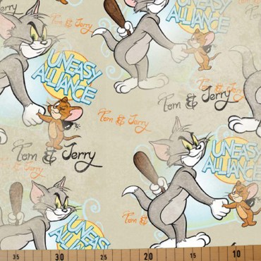 Jersey Stoffe Tom und Jerry beige