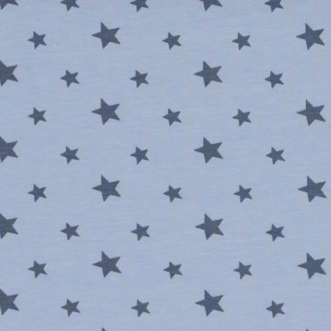 Jersey Stoff blaue Sterne hellblau