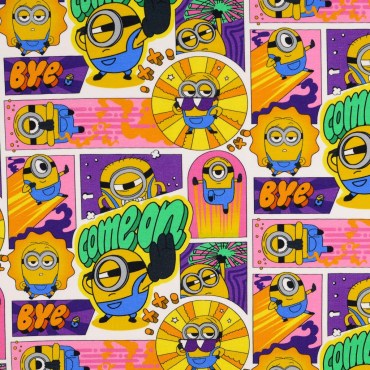 Jersey Stoffe Minions Come On Cool Gelb bunt
