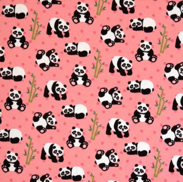 Jersey Stoffe Panda rosa