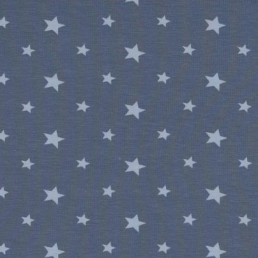 Jersey Stoff hellblaue Sterne auf dunkelblau