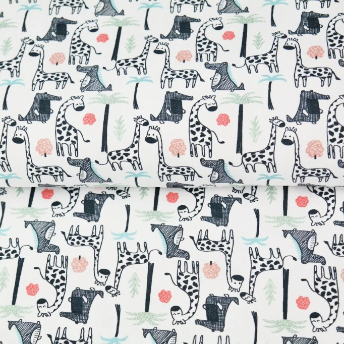 Stenzo Stoffe  Jersey Giraffe weiss