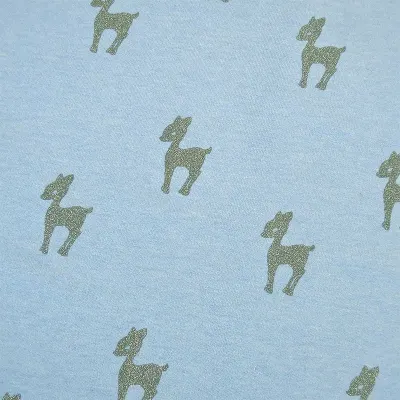 Sweat Stoff Glitzer Rehkitze Reh bambi hellblau